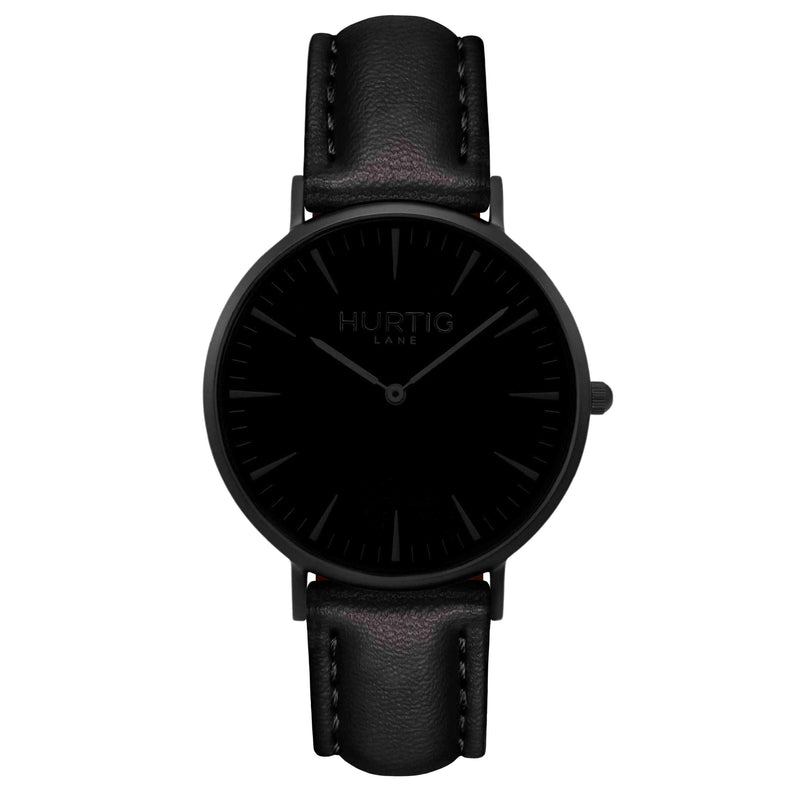 Mykonos Vegan Leather Watch All Black & Cloud Watch Hurtig Lane Vegan Watches