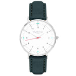 Moderno Vegan Suede Watch Silver, White & Forest Green Watch Hurtig Lane Vegan Watches