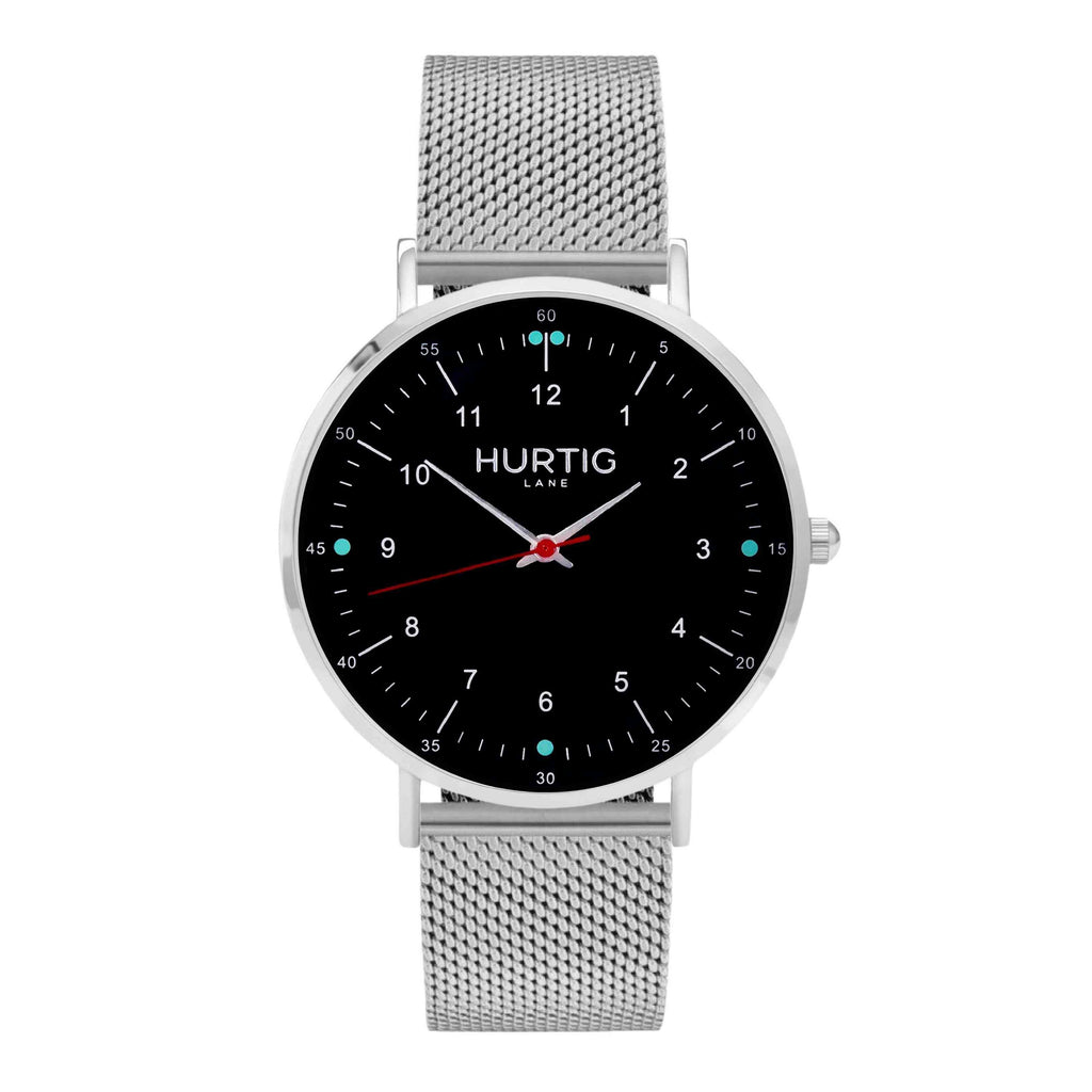 Moderno Stainless Steel Watch Silver, Black & Silver - Hurtig Lane - sustainable- vegan-ethical- cruelty free