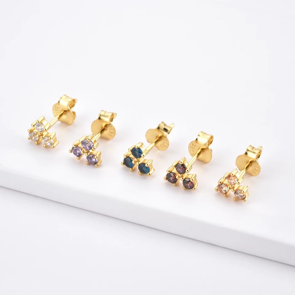 Vistosa Trio Gold Earrings- Coffee Rhodolite Necklaces Hurtig Lane