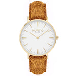 Hymnal Vegan Watch Suede Gold, White & Berry Watch Hurtig Lane Vegan Watches